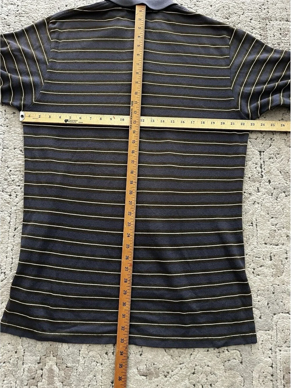 Vintage Polo Ralph Lauren Striped Polo Shirt Large Grey